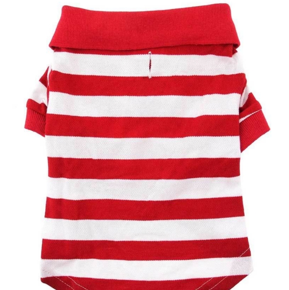 RED STRIPED POLO DOG SHIRT - Picture 3 of 4